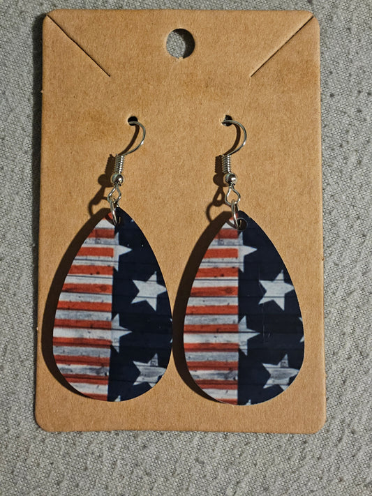 American Flag Teardrop Earrings